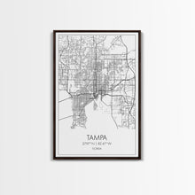 Load image into Gallery viewer, Tampa Street Map, Florida Map, City Map Print, Modern Wall Art, Wall Art, Canvas Print, Gift For Mom, Travel Wall Decor, Farmhouse Wall Art
