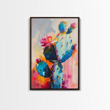 Cargar imagen en el visor de la galería, Flowering Cactus Framed Canvas Print - Desert Plant Wall Art, Living Room Decor, Modern Artwork, Unique Succulent Art for Bedroom and Office
