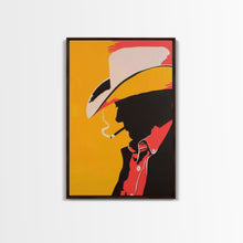 Load image into Gallery viewer, Cowboy Silhouette with Hat and Cigarette - Framed Canvas Print, Western Pop Art, Rustic Decor for Living Room or Office
