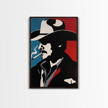 Load image into Gallery viewer, Cowboy and Cowgirl Embracing in Scenic Western Landscape - Framed Canvas Print, Rustic Western Decor, Bedroom Art, Romantic Wall Art
