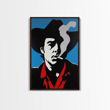 Load image into Gallery viewer, Bold Cowboy Smoking Silhouette Framed Canvas Print - Modern Western Decor, Unique Wall Art for Living Room, Bedroom Artwork
