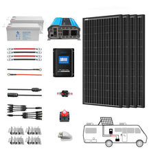 Cargar imagen en el visor de la galería, ACOPOWER Deep Cycle GEL Battery Mono Solar Power Complete System with Battery and Inverter for RV Boat 12V Off Grid Kit
