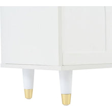 Carregar imagem no visualizador da galeria, Contemporary TV Stand with Adjustable Shelves for TVs Up to 78&quot;, Stylish Media Console with Gold Handles and Arch Fluted Glass Doors, Delicate Entertainment Center for Living Room, White
