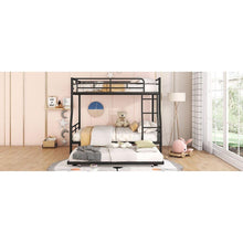 Load image into Gallery viewer, Full XL Over Queen Metal Bunk Bed with Trundle, Black
