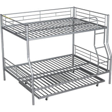 Load image into Gallery viewer, Full XL Over Queen Metal Bunk Bed with Trundle, Silver
