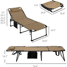 Load image into Gallery viewer, 2 Piece Folding Chaise Lounge with 5-level Reclining Back, Outdoor Tanning Chair with Reading Face Hole, Outdoor Lounge Chair with Side Pocket &amp; Headrest for Beach, Yard, Patio, Beige
