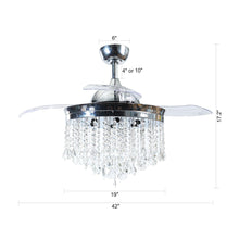 Cargar imagen en el visor de la galería, 42&quot; Mateo Modern Downrod Mount Crystal Ceiling Fan with Lighting and Remote Control
