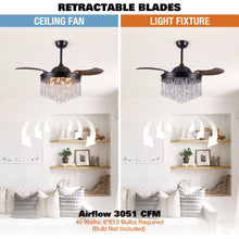 Cargar imagen en el visor de la galería, 42&quot; Mateo Modern Downrod Mount Crystal Ceiling Fan with Lighting and Remote Control
