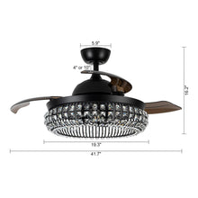 Load image into Gallery viewer, 42&quot; Modern Downrod Mount Crystal Ceiling Fan with Lighting and Remote Control
