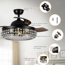 Load image into Gallery viewer, 42&quot; Modern Downrod Mount Crystal Ceiling Fan with Lighting and Remote Control
