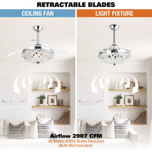 Cargar imagen en el visor de la galería, 42&quot; Servantes Modern Downrod Mount Crystal Ceiling Fan with Lighting and Remote Control
