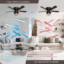 Cargar imagen en el visor de la galería, 42&quot; Traditional Flush Mount Reversible Ceiling Fan with Lighting and Remote Control
