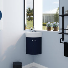 Load image into Gallery viewer, Corner Bathroom Vanity Sink Combo for Small Space Wall Mounted Cabinet Set, Ceramic Sink (BB)
