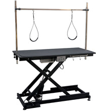 Load image into Gallery viewer, electric pet grooming table, 110V/220V professional groomer recommend super Deluxe electric pet grooming table, 110V/220V professional groomer recommend height adjust from 8 up to 36inch BLACK COLOR

