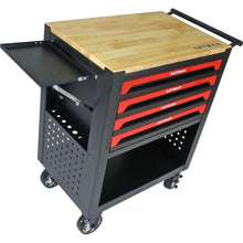 Load image into Gallery viewer, 4 DRAWERS MULTIFUNCTIONAL TOOL CART WITH TOOL SET AND WOODEN TOP
