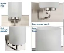 Load image into Gallery viewer, Progress Lighting Merry Collection 30 in. 4-Light Brushed Nickel Etched Glass Transitional Bathroom Vanity Light
