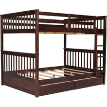 Carregar imagem no visualizador da galeria, Full-Over-Full Bunk Bed with Ladders and Two Storage Drawers (Espresso)
