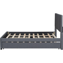 Load image into Gallery viewer, Full Size Upholstered Platform Bed with 2 Drawers and 1 Twin Size Trundle, Classic Headboard Design, Gray
