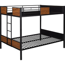 Load image into Gallery viewer, Full-over-full bunk bed modern style steel frame bunk bed with safety rail, built-in ladder for bedroom, dorm, boys, girls, adults
