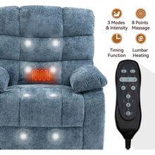 Load image into Gallery viewer, Lift Recliner Chair Heat Massage Dual Motor Infinite Position Up to 350 LBS Large Electric Power Lift Recliners with Power-Remote, Medium-firm and Heavy duty, Blue
