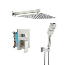 Cargar imagen en el visor de la galería, Shower Faucet Set Anti-scald Shower Fixtures with Rough-in Pressure Balanced Valve and Embedded Box, Wall Mounted Rain Shower System
