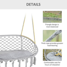 Load image into Gallery viewer, 2-Person Hammock Chair Macrame Swing with Soft Cushion, Hanging Cotton Rope Chair for Indoor Outdoor Home Patio Backyard, Grey
