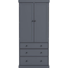 Load image into Gallery viewer, [Assembly Video Provided]77inch Farmhouse Kitchen Pantry, Freestanding Tall Cupboard Storage Cabinet with 3 Adjustable Shelves, 8 Door Shelves, 3 Drawers for Kitchen, Dining Room, Gray
