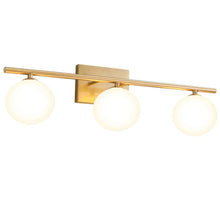 Load image into Gallery viewer, Gold Bathroom Vanity Light Fixtures,3 Lights Brass Milk White Globe

