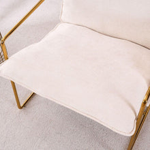 Carregar imagem no visualizador da galeria, 2 Sets 1 Case, Upholstered Hanging Armchair with Arm PocketsMetal frame, gold-plated craftsmanship, crushed foam cushions and skin-friendly woven fabric for living room and bedroom. Beige
