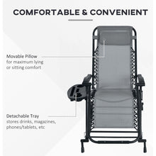 Load image into Gallery viewer, 2 Pieces Outdoor Rocking Chairs, Foldable Reclining Zero Gravity Lounge Rocker with Pillow, Cup &amp; Phone Holder, Combo Design with Folding Legs, Gray

