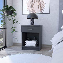 Carregar imagem no visualizador da galeria, Nightstand Coco, Single Drawer, Lower Shelf, Black Wengue Finish

