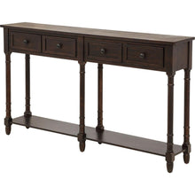 Cargar imagen en el visor de la galería, Console Table Sofa Table Easy Assembly with Two Storage Drawers and Bottom Shelf for Living Room, Entryway (Espresso)
