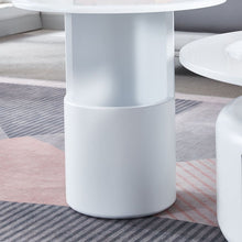 Carregar imagem no visualizador da galeria, 2 Pieces White MDF Round Coffee Table Set for Living Room, Bedroom
