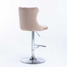 Load image into Gallery viewer, Swivel Velvet Barstools Adjusatble Seat Height from 25-33 Inch, Modern Upholstered Chrome base Bar Stools with Backs Comfortable Tufted for Home Pub and Kitchen Islandhaki, Set of 2)
