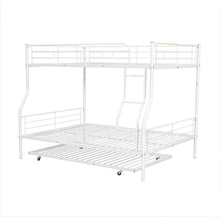 Load image into Gallery viewer, Full XL Over Queen Metal Bunk Bed with Trundle, White
