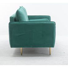 Load image into Gallery viewer, DongHeng Modern Living Room Velvet Fabric Sofa Couch, Loveseat Sofa with pocket, Green
