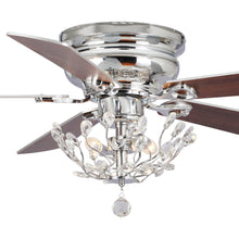 Cargar imagen en el visor de la galería, 48&quot; Aitutaki Modern Chrome Flush Mount Reversible Crystal Ceiling Fan with Lighting and Remote Control
