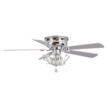 Cargar imagen en el visor de la galería, 48&quot; Aitutaki Modern Chrome Flush Mount Reversible Crystal Ceiling Fan with Lighting and Remote Control
