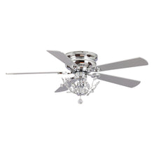 Cargar imagen en el visor de la galería, 48&quot; Aitutaki Modern Chrome Flush Mount Reversible Crystal Ceiling Fan with Lighting and Remote Control
