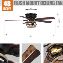 Cargar imagen en el visor de la galería, 48&quot;Antwerp Farmhouse Flush Mount Reversible Ceiling Fan with Lighting and Remote Control
