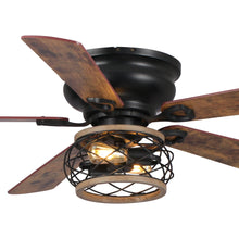 Cargar imagen en el visor de la galería, 48&quot;Antwerp Farmhouse Flush Mount Reversible Ceiling Fan with Lighting and Remote Control
