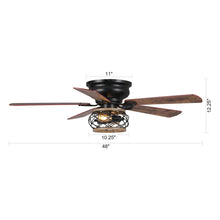 Cargar imagen en el visor de la galería, 48&quot;Antwerp Farmhouse Flush Mount Reversible Ceiling Fan with Lighting and Remote Control
