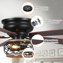 Cargar imagen en el visor de la galería, 48&quot;Antwerp Farmhouse Flush Mount Reversible Ceiling Fan with Lighting and Remote Control
