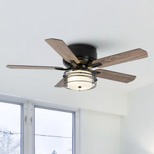 Cargar imagen en el visor de la galería, 48&quot; Athens Industrial Flush Mount Reversible Ceiling Fan with Lighting and Remote Control
