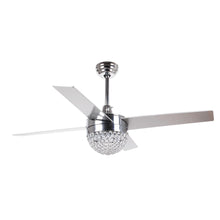 Cargar imagen en el visor de la galería, 48&quot; Dreyer Modern Chrome Downrod Mount Reversible Crystal Ceiling Fan with Lighting and Remote Control
