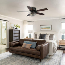 Cargar imagen en el visor de la galería, 48&quot; Modern Flush Mount Reversible Crytsal Ceiling Fan with Lighting and Remote Control
