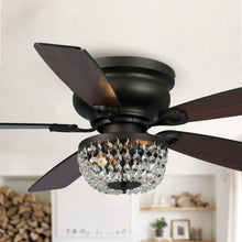 Cargar imagen en el visor de la galería, 48&quot; Modern Flush Mount Reversible Crytsal Ceiling Fan with Lighting and Remote Control
