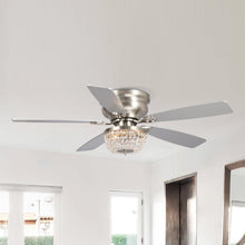 Cargar imagen en el visor de la galería, 48&quot; Modern Flush Mount Reversible Crytsal Ceiling Fan with Lighting and Remote Control
