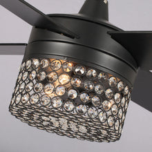 Carregar imagem no visualizador da galeria, 48&quot; Pune Modern Downrod Mount Reversible Crystal Ceiling Fan with Lighting and Remote Control
