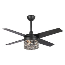 Cargar imagen en el visor de la galería, 48&quot; Pune Modern Downrod Mount Reversible Crystal Ceiling Fan with Lighting and Remote Control
